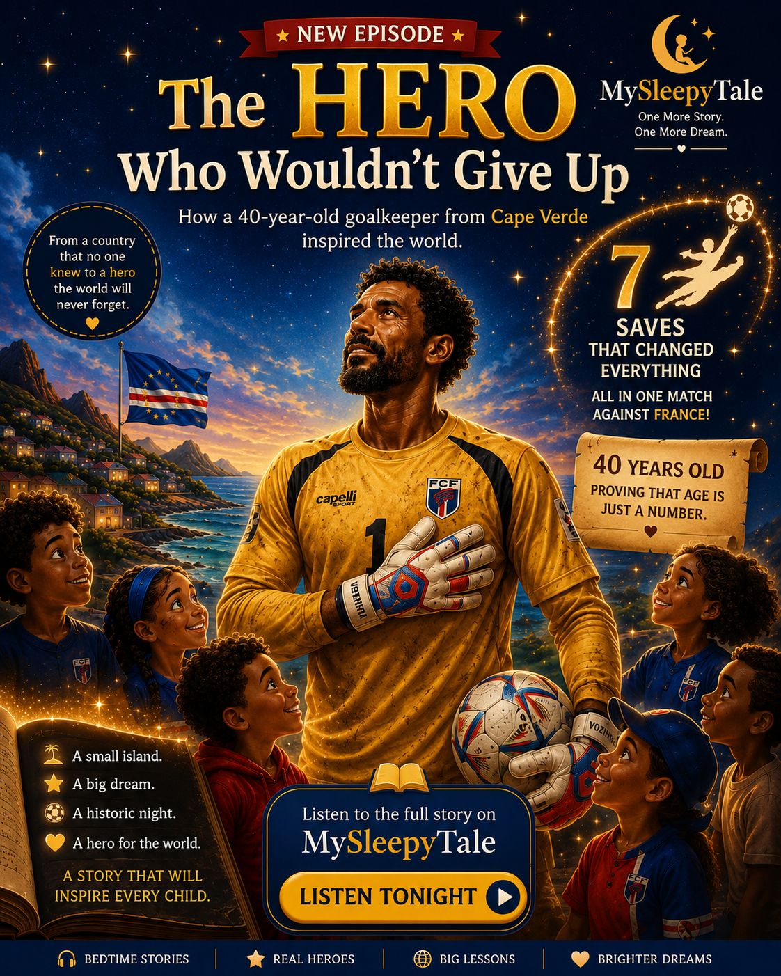 Football stadium under lights — the stage where Vozinha made history