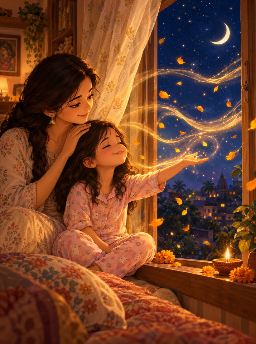 Illustrated cover of Hawa Ki Kahani, a bedtime story about the wind