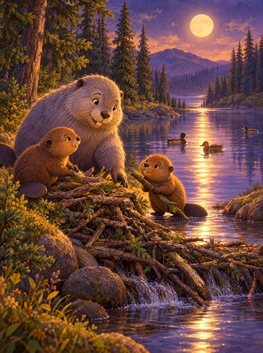 Cover of The Beaver Builders Club, a bedtime story about beavers