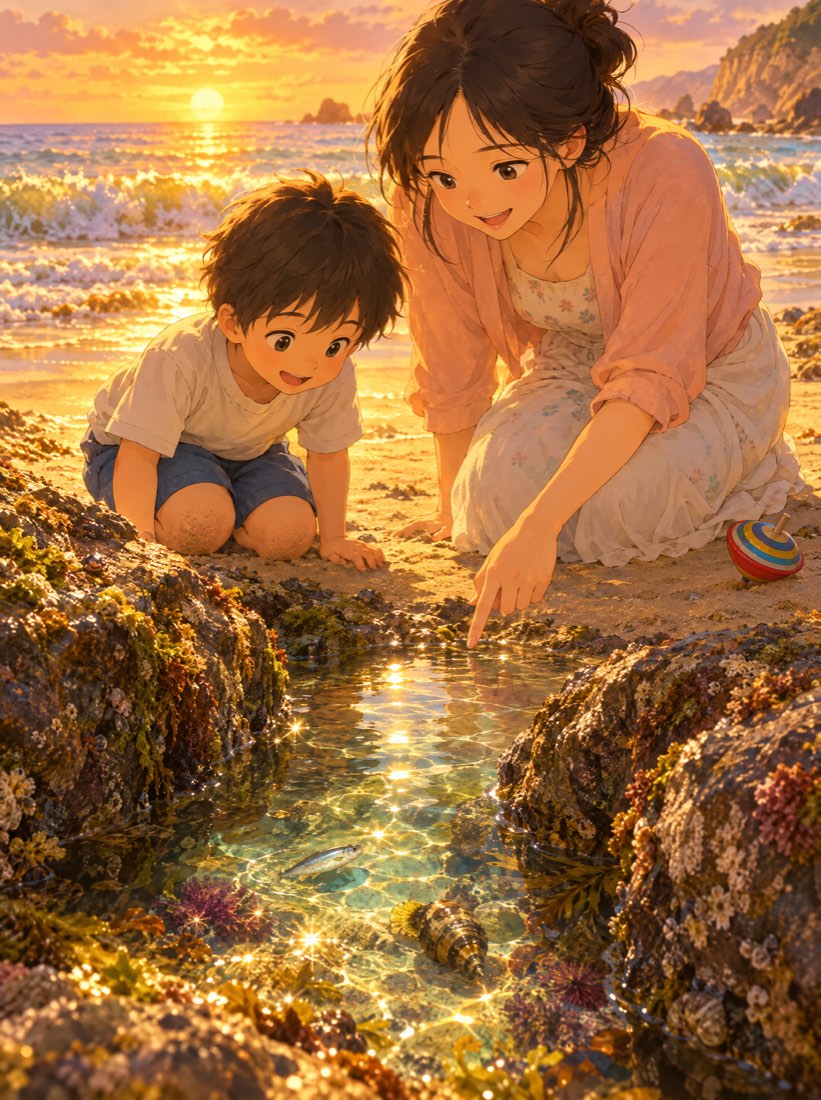 Illustration for the story Veda and the Little Pool by the Sea