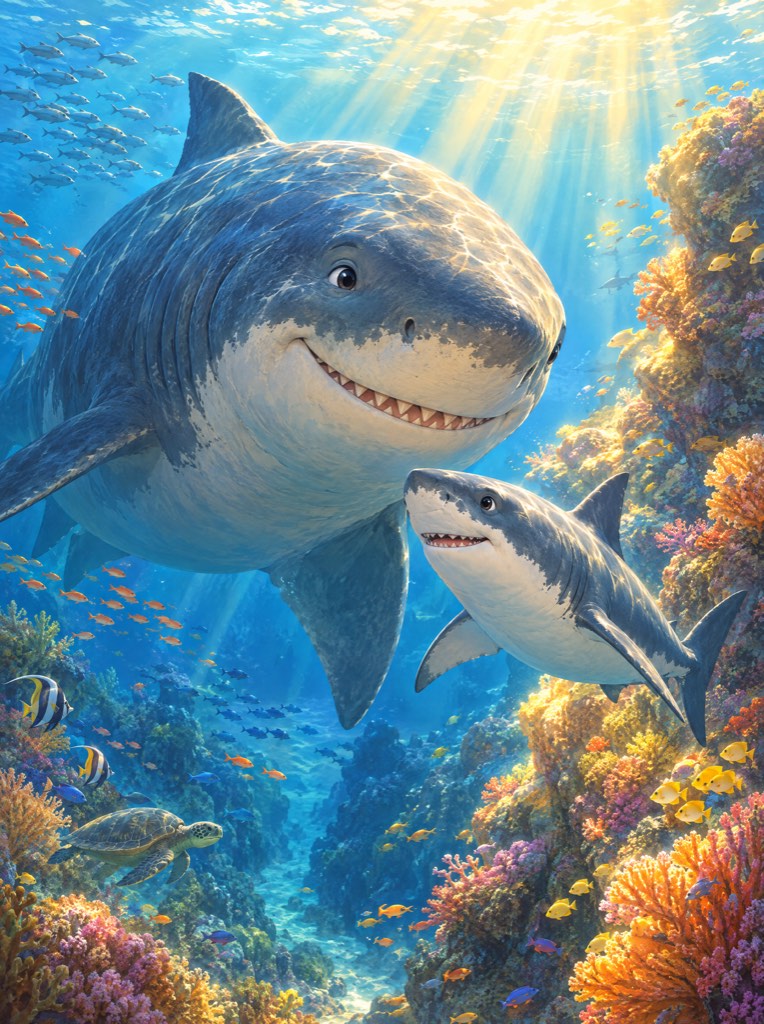 Illustration: Who would win megalodon vs great white shark